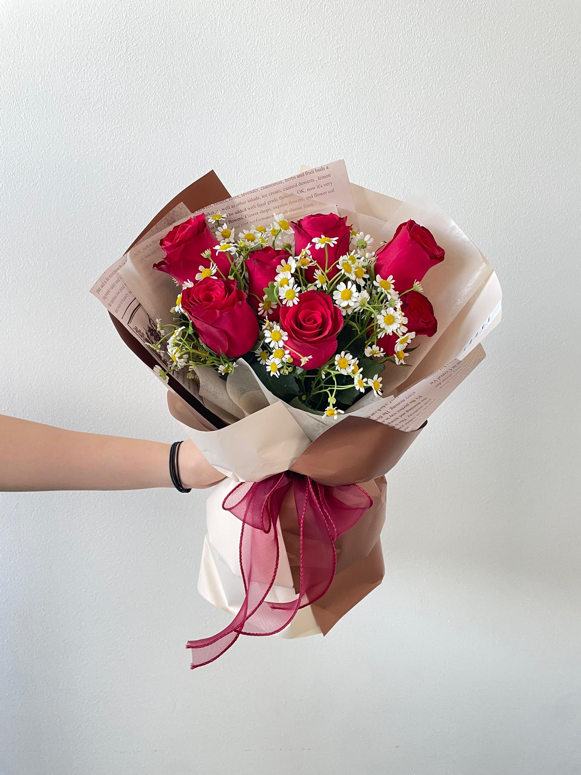 Merlot Kiss Fresh Rose Bouquet