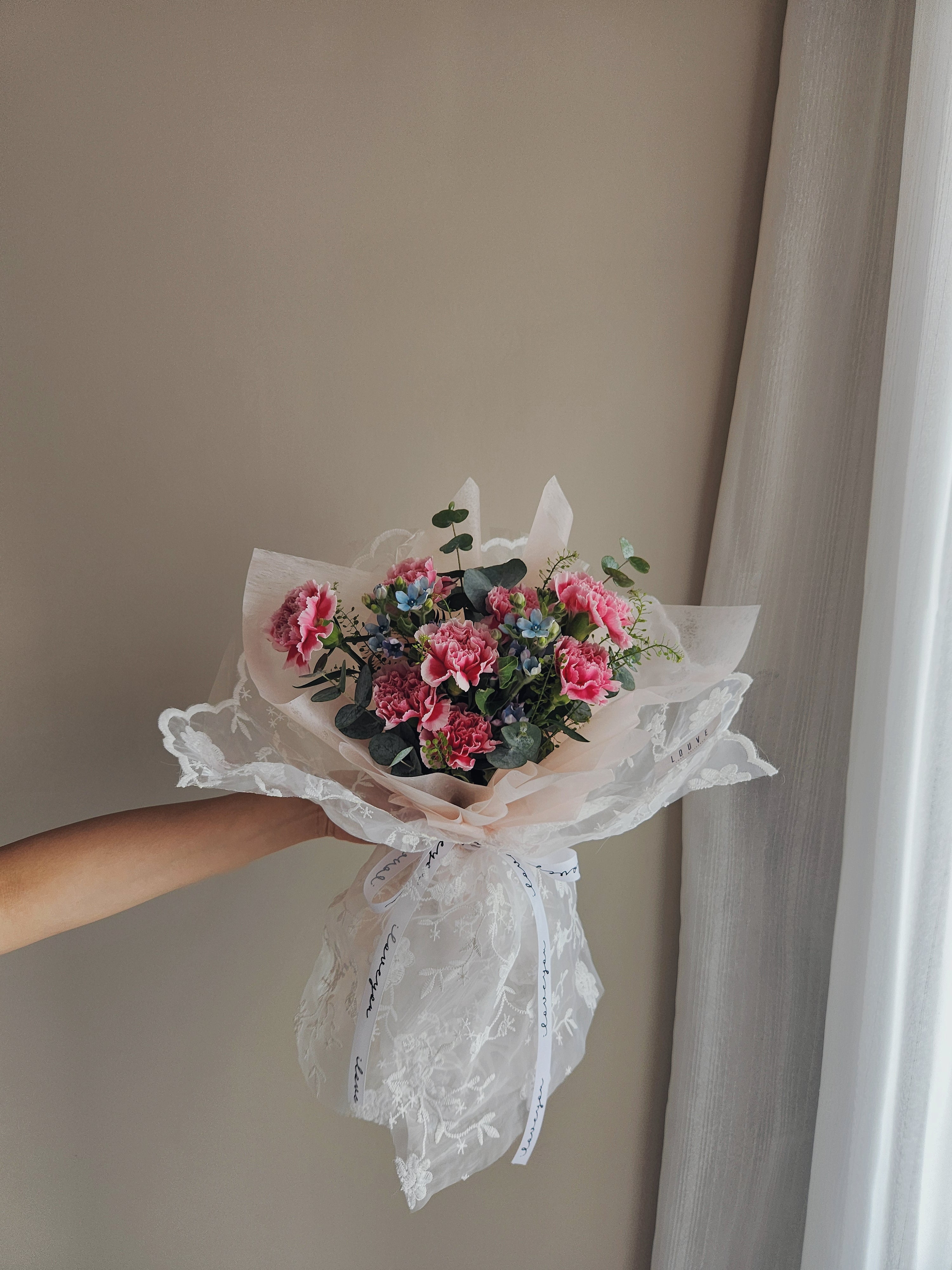 Charming Lace Carnation Bouquet