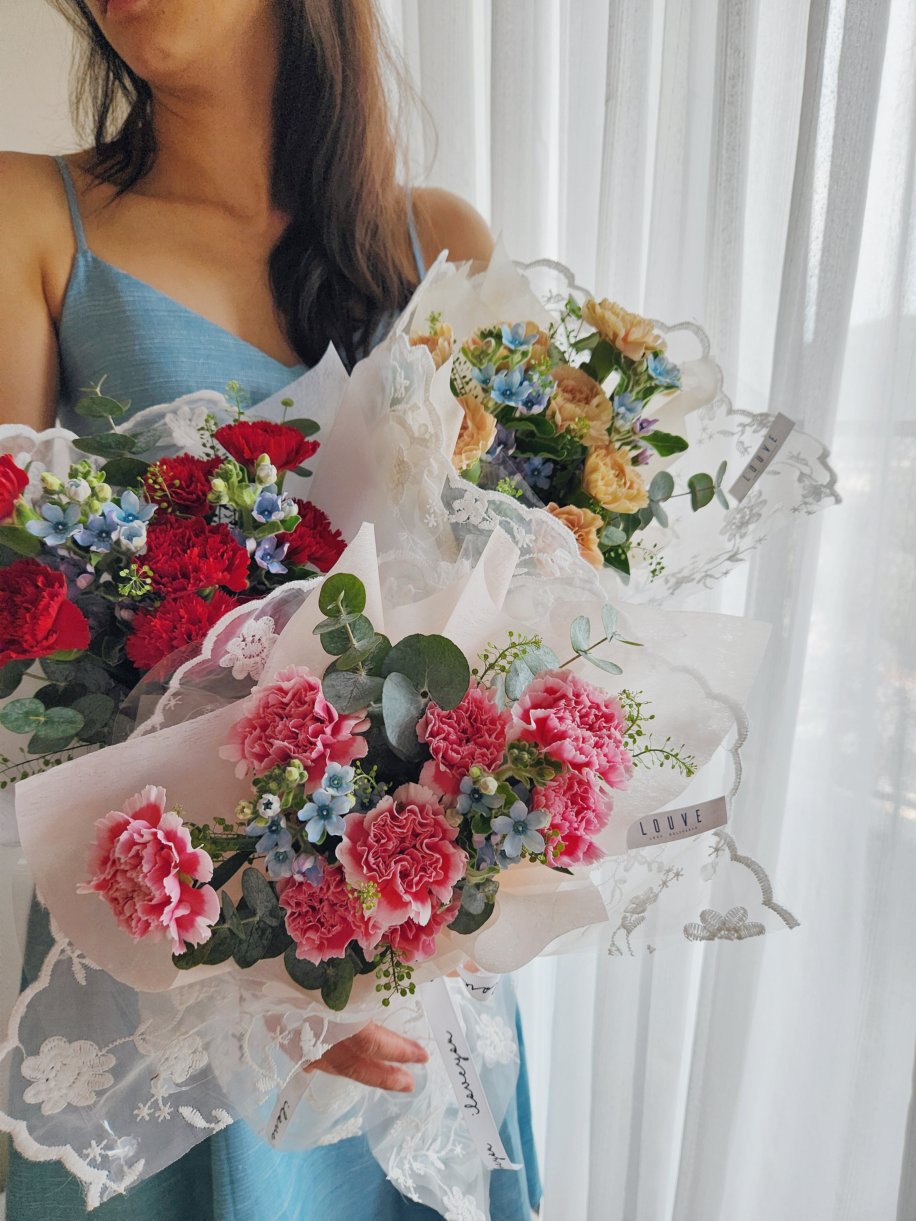 Charming Lace Carnation Bouquet