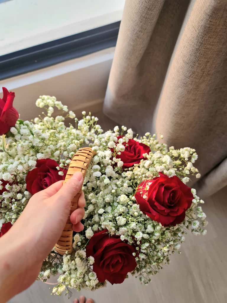 Rosy Picnic Fresh Flower Basket