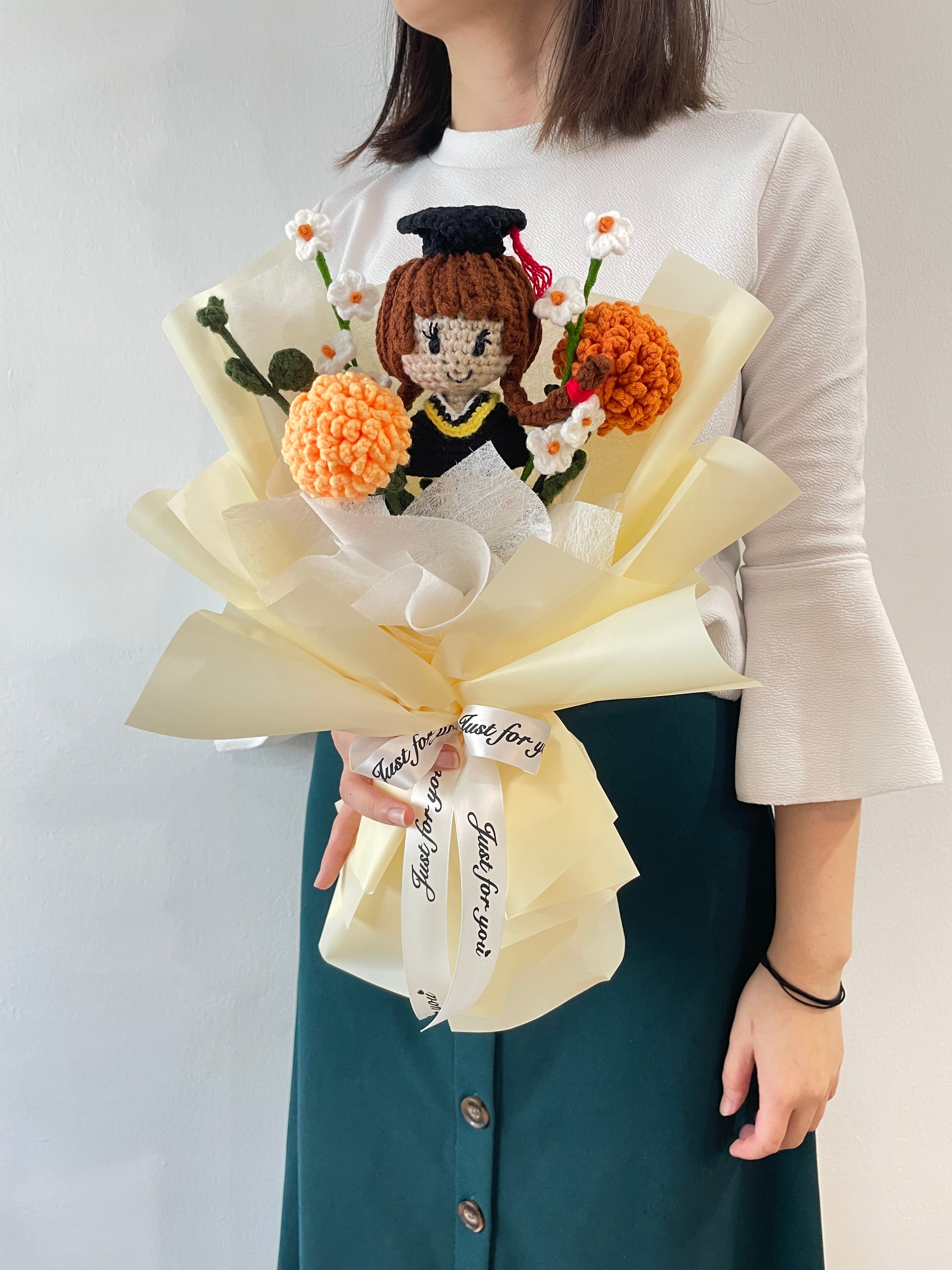 Knitted Abby Girl Graduation Flower Bouquet