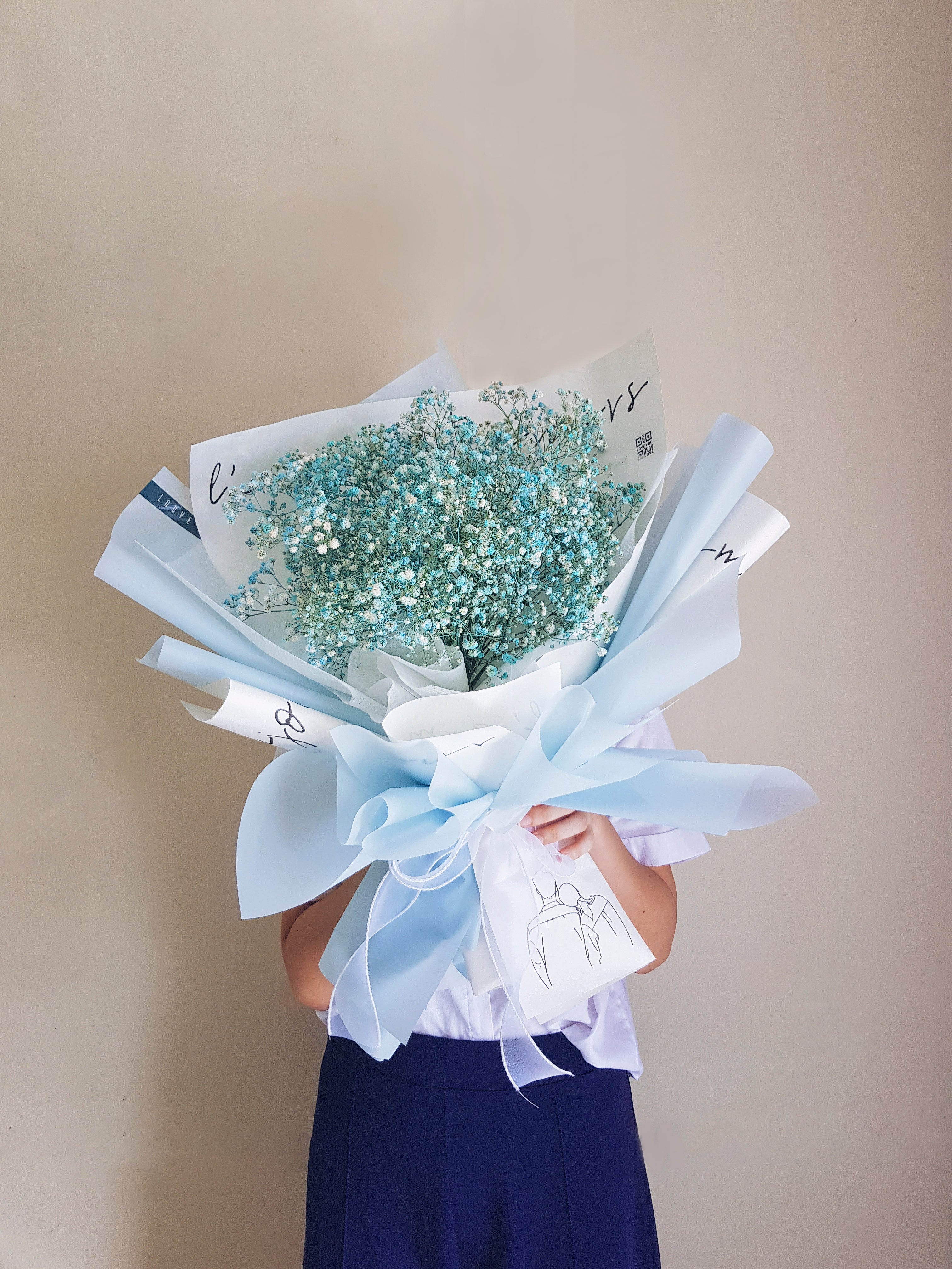 Ocean Blue Baby Breath Bouquet