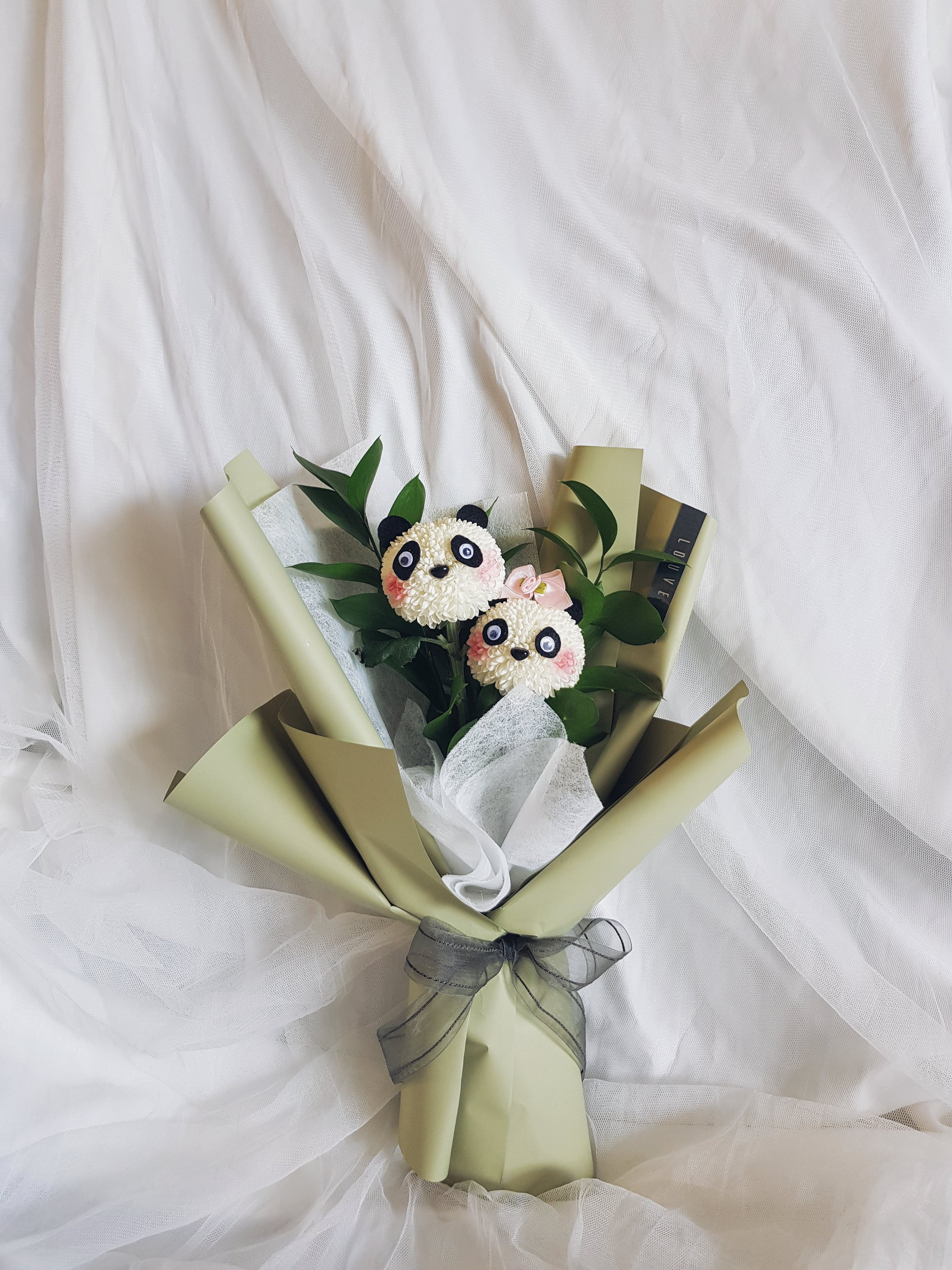 Panda Couple Flower Bouquet